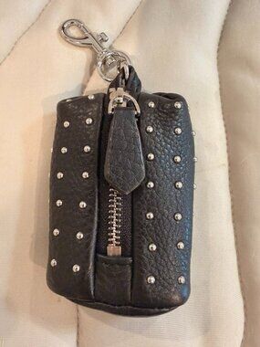 NWOT Aimee Kestenberg Tamitha Black Studded Leather Key Fob